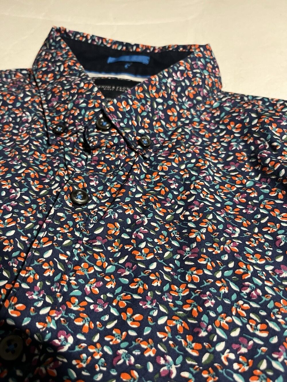 Denim & Flower Ricky Singh Men’s Large Floral Button Up Shirt Short Sleeve